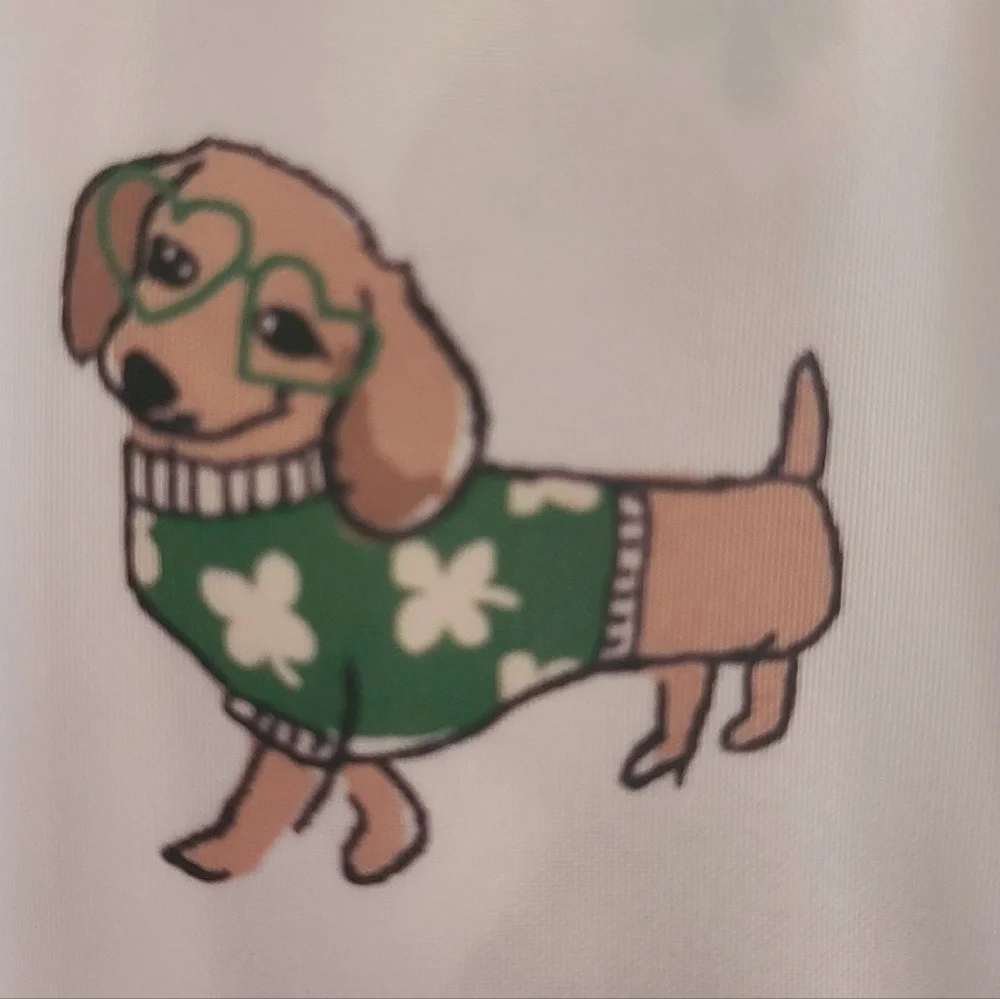 St Patricks Day Dachshund DOG Weiner Doxie Lucky Clover Queen Bed Sheet Set New